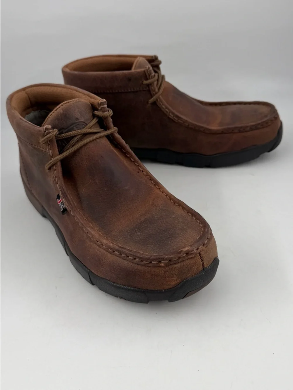Justin Men’s Cappie 4”-SZ 8-Brown Distressed Leather Steel Toe 235 Work Boots